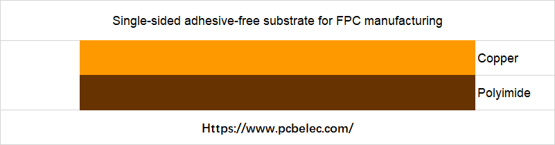 Single-sided adhesive-free substrate for FPC manufacturing