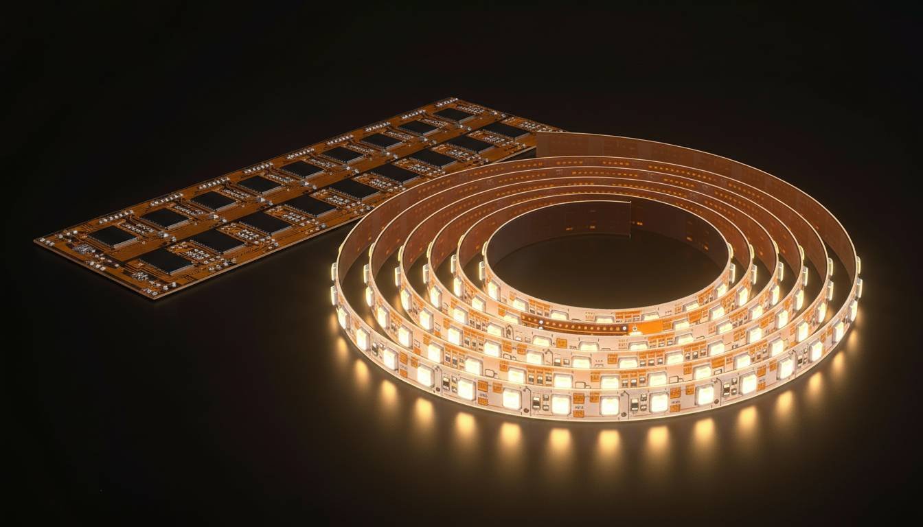 curved LED light strips and thin display backlight modules using single-sided flexible PCBs to carry LED arrays