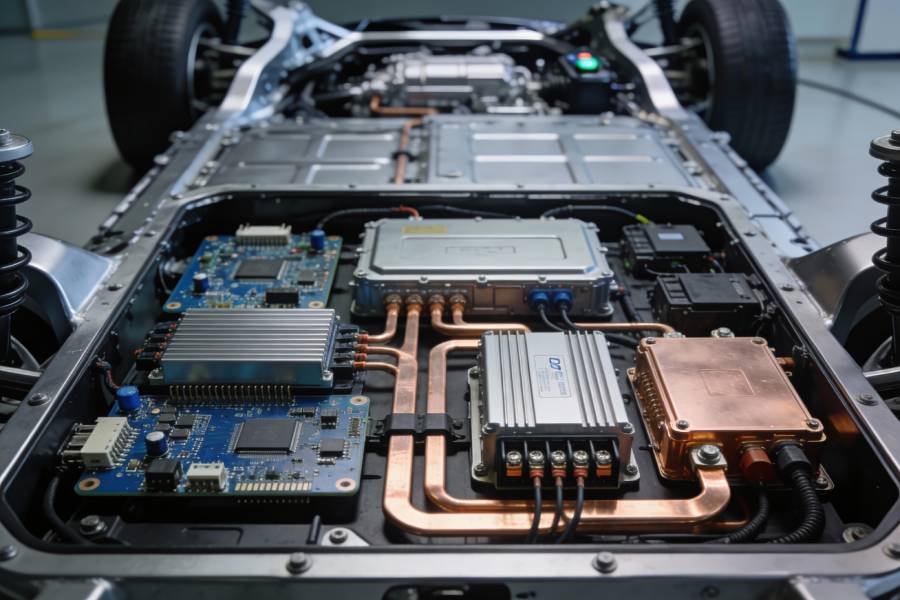 Heavy copper PCB power electronics module for automotive and electric vehicle EV HEV applications