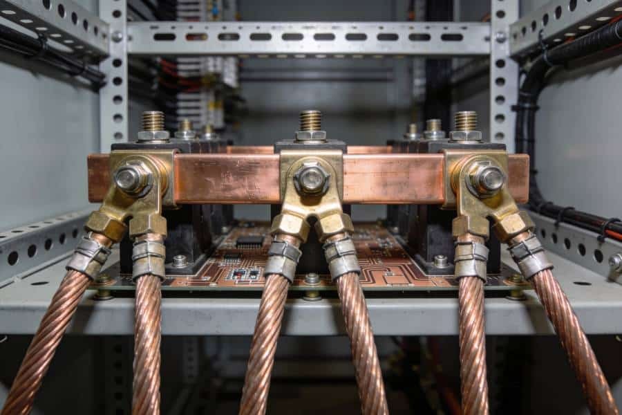High-current copper bus bars and power distribution assembly using heavy copper PCBs