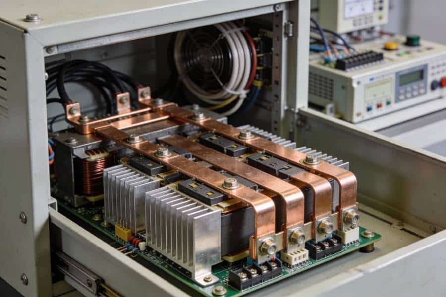 Heavy copper PCB power module for motor drives and industrial control systems in an electrical cabinet