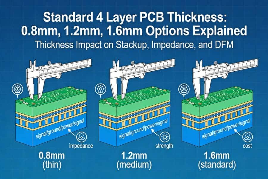 Standard 4 Layer PCB Thickness: 0.8mm, 1.2mm, 1.6mm Options Explained