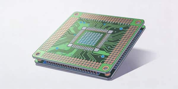 HDI multilayer PCB showing a compact board with dense pads, microvias and tight routing.
