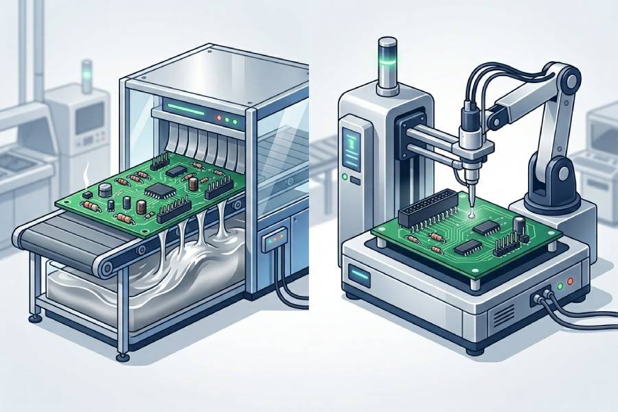 wave soldering vs. selective soldering in lead free through hole assembly