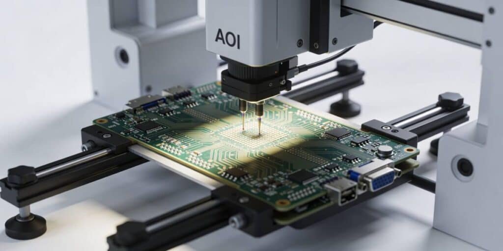 PCB board under AOI testing and final quality inspection
