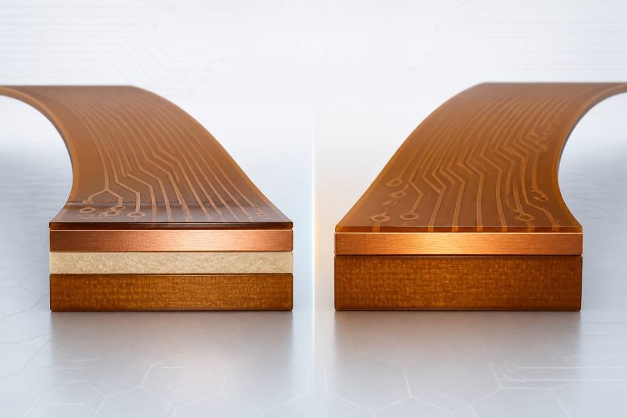 adhesive vs. adhesiveless flex pcb