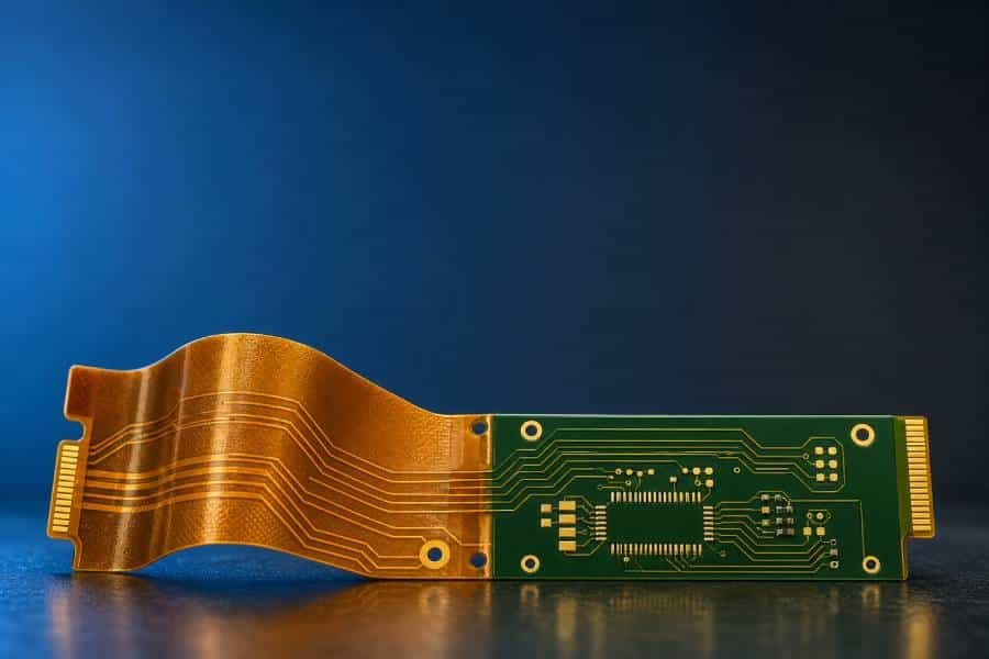 Flexible PCB coverlay vs LPI solder mask cover showing two protection layer options
