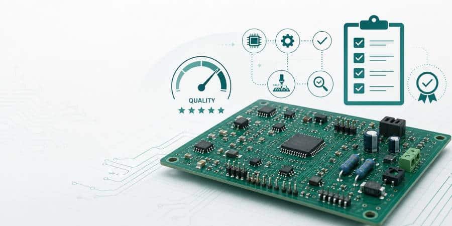 Illustration representing workmanship and quality standards for mixed technology PCB assembly.