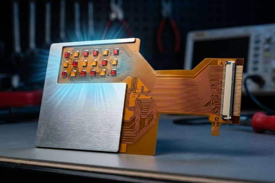 Aluminum stiffener applied to automotive LED taillight flexible PCB for heat dissipation and mechanical support