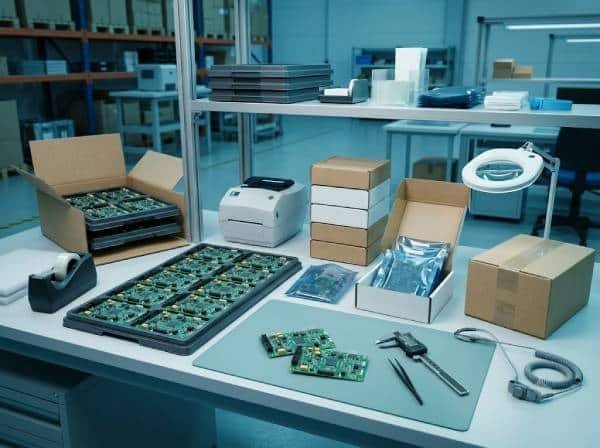 Finished small batch PCB assemblies packed for early product launch and customer trials