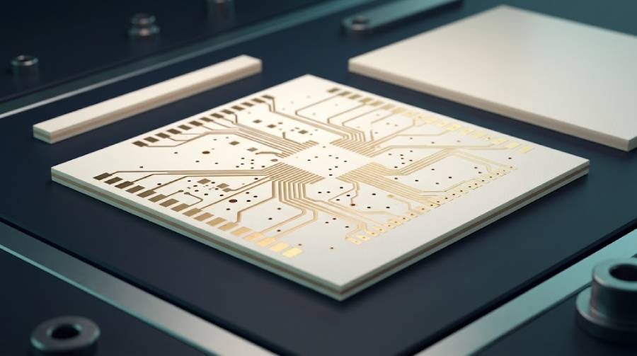 White ceramic PCB substrate with metallized copper traces for high-thermal-performance fabrication