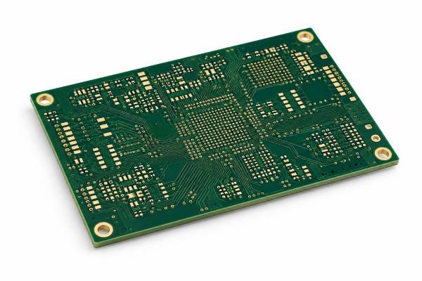 Custom HDI bare PCB with dense fine-pitch traces, microvia patterns, and high-density interconnect routing