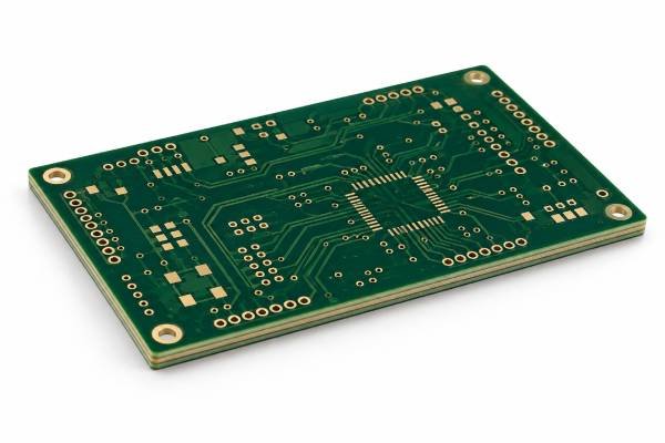 Custom multilayer bare PCB with plated through holes, copper traces, vias, and visible laminated board layers