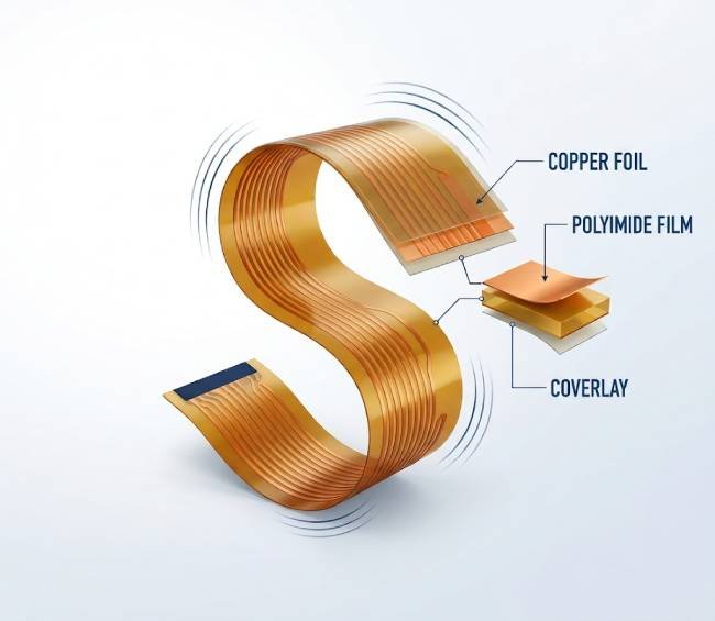 Flexible copper clad laminate with copper traces on polyimide film for flexible PCB manufacturing