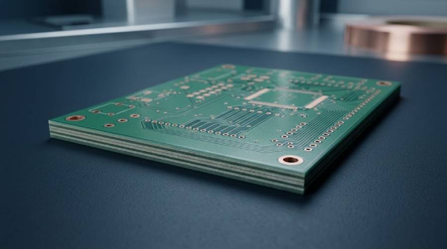 Green FR-4 copper-clad laminate sample for rigid PCB fabrication