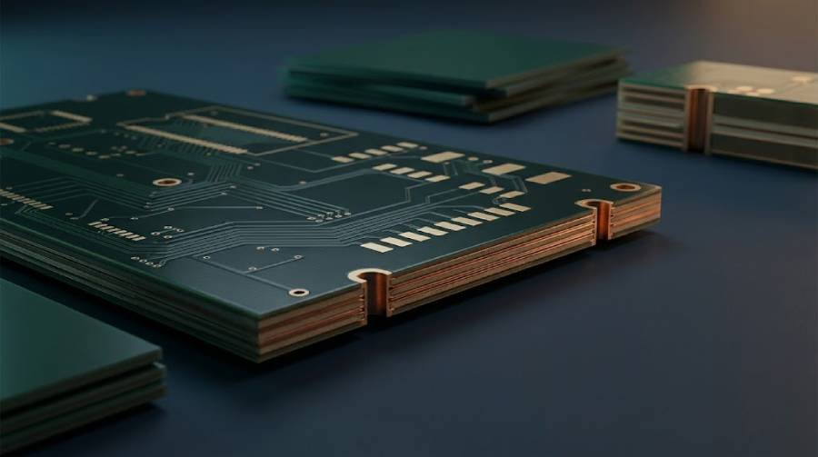 Multilayer bare PCB sample made with high Tg laminate for enhanced thermal stability
