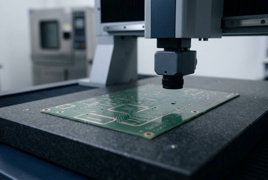 Precision dimensional verification of a bare PCB on a measurement system