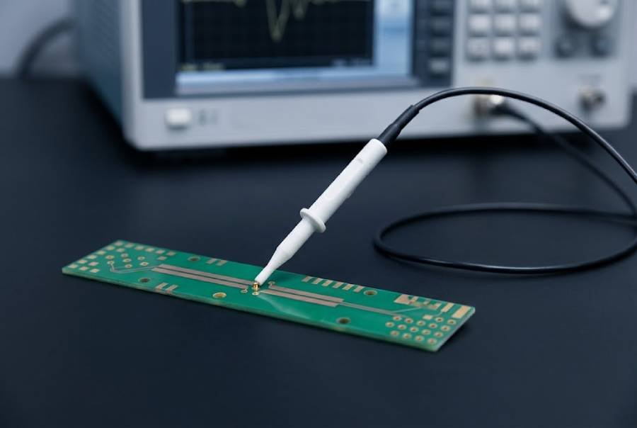 TDR impedance testing on a bare PCB controlled impedance test coupon