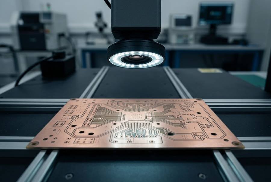 Automated optical inspection of a bare PCB circuit pattern